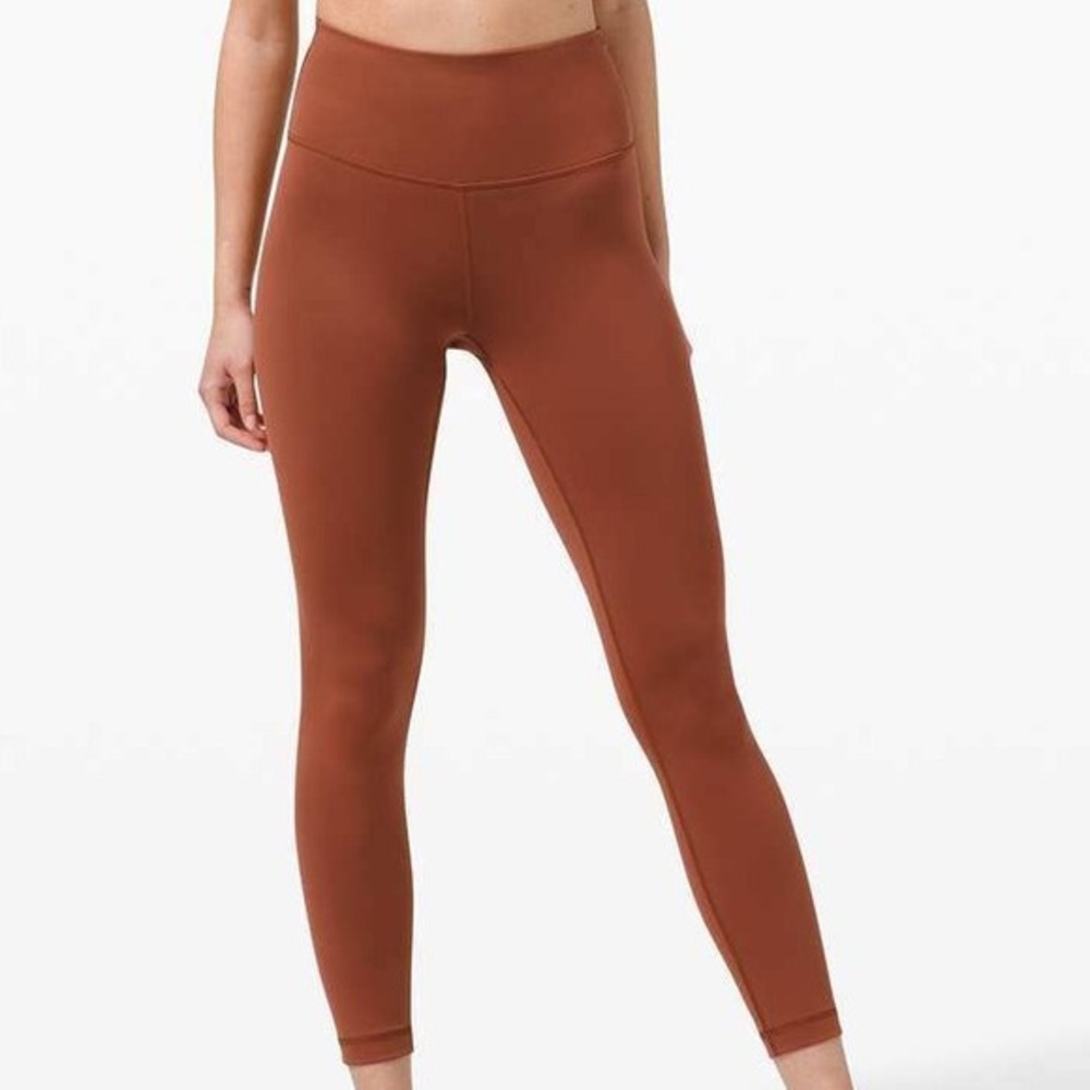 Lululemon Women's Orange 14 Wunder Train High Rise Leggings Casual Gym Yoga